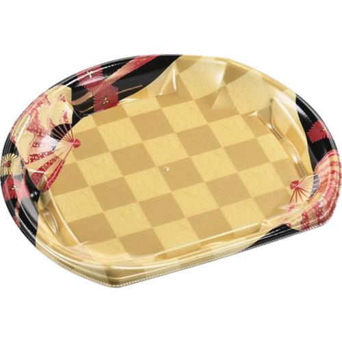 刺身容器 半月皿24−21(V1) 扇市松金×12