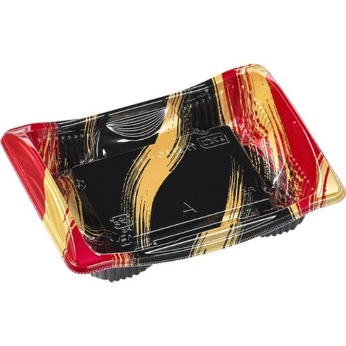 刺身容器 竹皿15−11 本体 はけ嵐赤 ×24