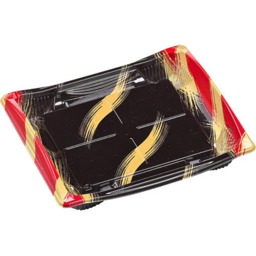 刺身容器 竹皿20−17 本体 はけ嵐赤 ×12