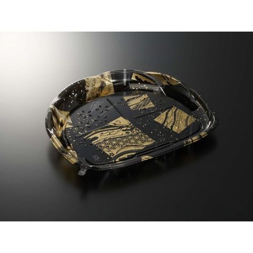 刺身容器C−AP旬花26−22箔流しBK身×8