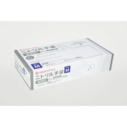 ニトリル手袋6001粉無 M 白 8セット