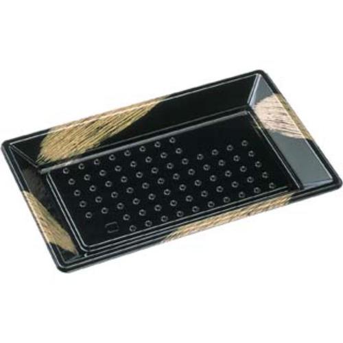 刺身容器ひら皿−240(V)本体エコ黒ふで金×10