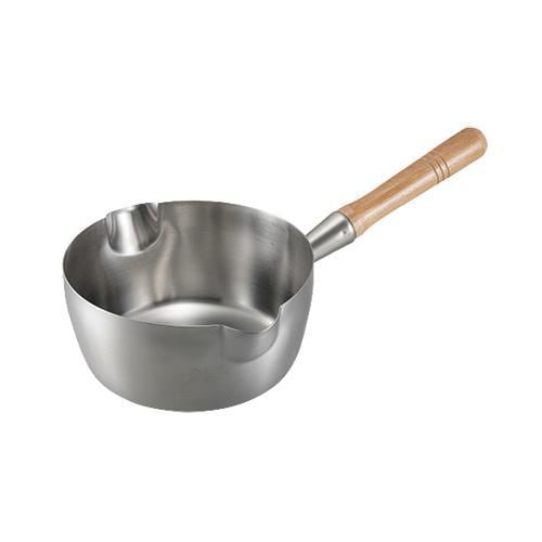 ステンレス深型雪平鍋(両口大注ぎ口付)21cm