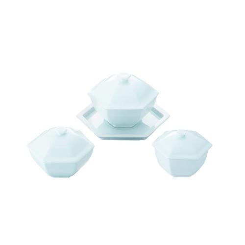 白磁六角蓋物小 3セット