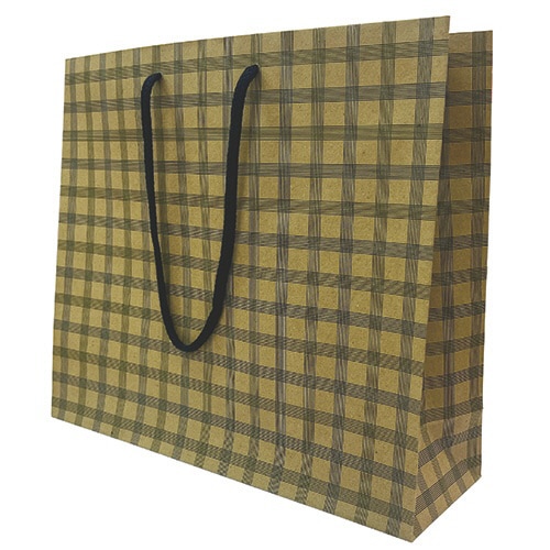 デザインペーパーバッグチェック青1パック(10枚)