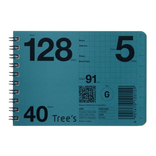 WリングメモTreesB7ヨコ方眼40枚×10