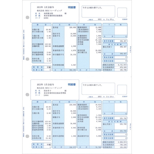 334007 給与明細書ページプリンタ用紙