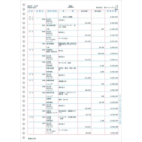 334002 A4元帳ページプリンタ3行明細