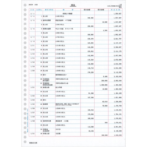 元帳2行明細用紙(Z) 弥生03シリーズ用