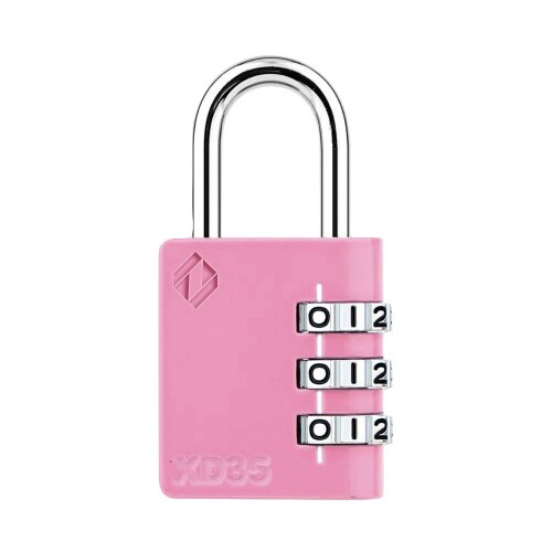 3桁ダイヤル式 南京錠 ツル径4.7mm ピンク