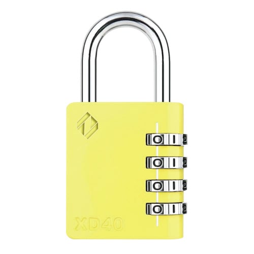 4桁ダイヤル式 南京錠 ツル径6mm イエロー
