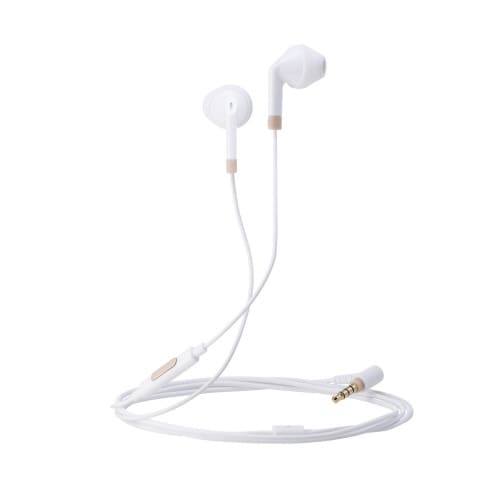 イヤホン 有線 マイク付き L型プラグ ホワイト