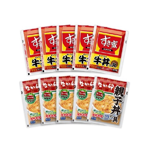 【冷凍】すき家牛丼の具・なか卯親子丼の具各5食