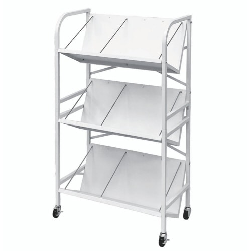 高耐荷重傾斜ファイルワゴン3段ホワイト