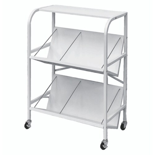 高耐荷重傾斜ファイルワゴン2段天板付きホワイト