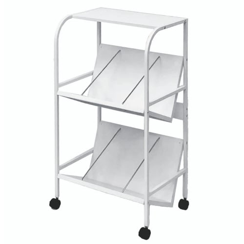 傾斜ファイルワゴン2段天板付きホワイト