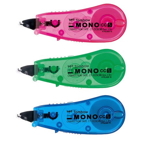 修正テープモノCC 幅5mm 3個 3色ミックス