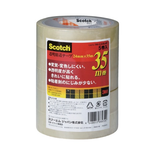 スコッチ 透明粘着テープ 24mm幅×35m5巻