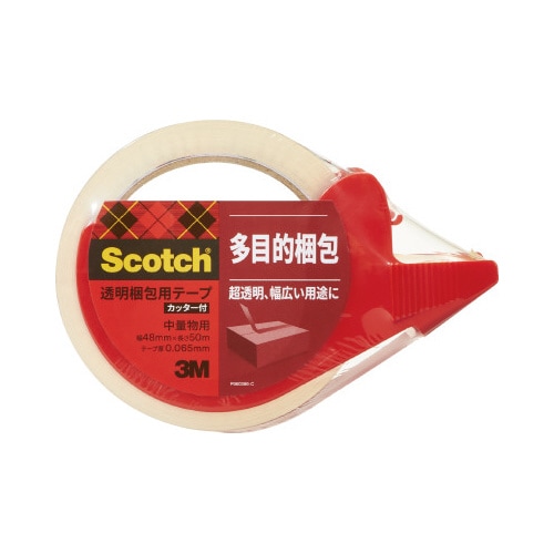 スコッチ(R)透明梱包用テープ中軽量物用カッター付