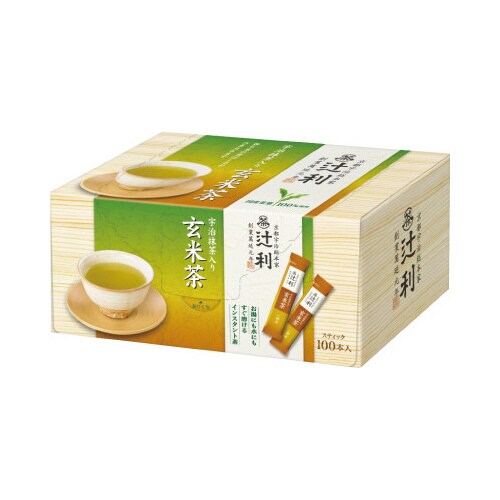辻利 宇治抹茶入り玄米茶 スティック 100本