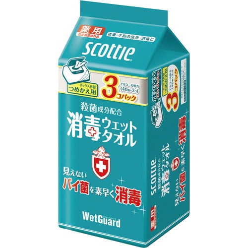 スコッティ消毒ウエットボックス 40枚替3個パック