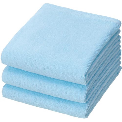 高耐久性フェイスタオル ブルー 3枚