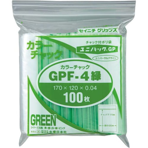 ユニパックカラーチャック緑A6 100枚入
