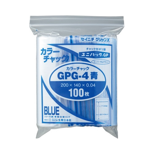 ユニパックカラーチャック青B6 100枚入