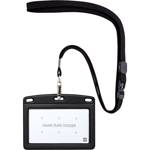 吊り下げ名札 レザー調 ヨコ名刺 黒