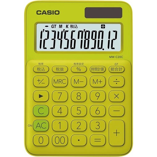 カラフル電卓MW−C20C−YG イエローグリーン
