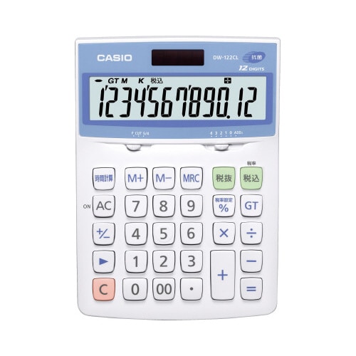 カシオ 抗菌電卓 デスク型 DW−122CL−N