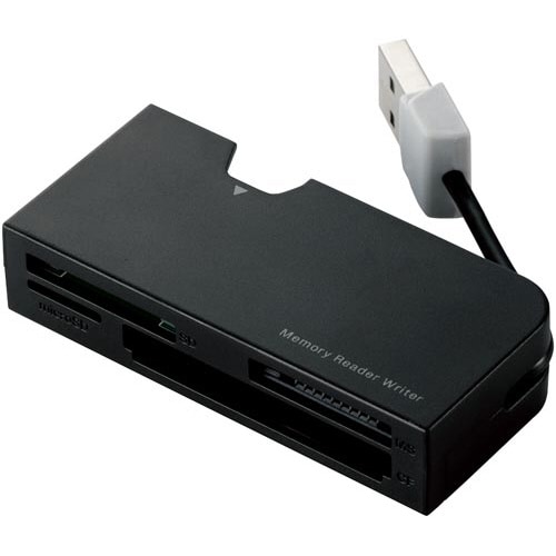 カードリーダー USB2.0 ケーブル収納 黒