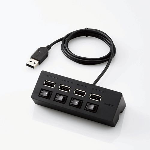 USBハブ2.0個別スイッチ付 4ポート 1m 黒