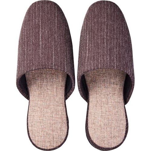 ステッチ柄ツートンスリッパ ダークブラウン