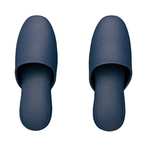 抗菌レザー調ビニールスリッパ ネイビー L