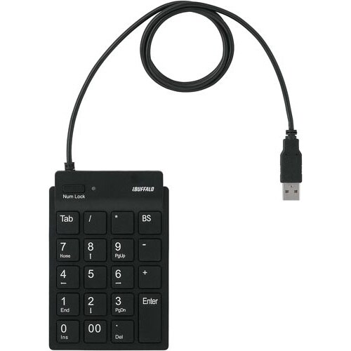 スリムテンキーボード USBポート付き ブラック
