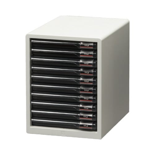 レターケーススリムタイプ10段 ライトグレー