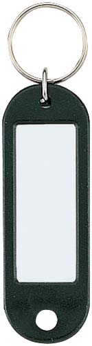キーホルダー型名札片面PE製42×17mm黒×50