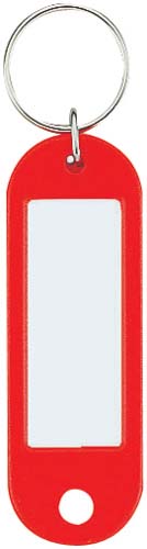 キーホルダー型名札片面PE製42×17mm赤×50