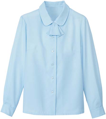 長袖ブラウス リボン2つ付 サックス 13号