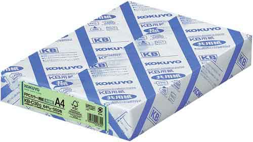PPCカラー用紙共用紙FSC認証A4 500枚 緑