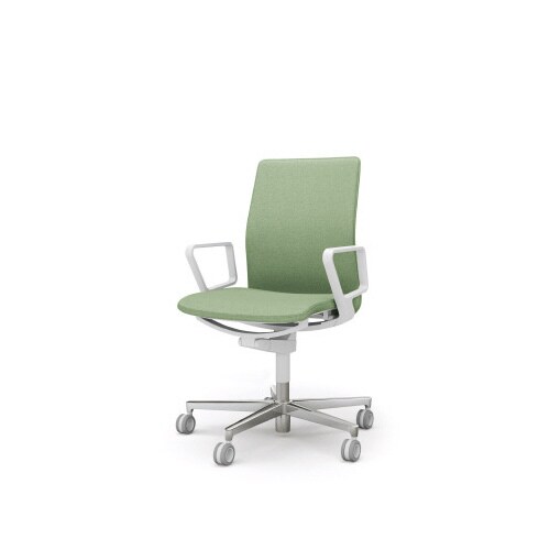 ファブレ 本体白 プレーン 黒脚 樹脂肘 薄緑