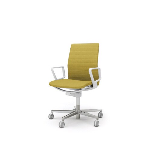 ファブレ 本体白 ストライプ 黒脚 樹脂肘 黄