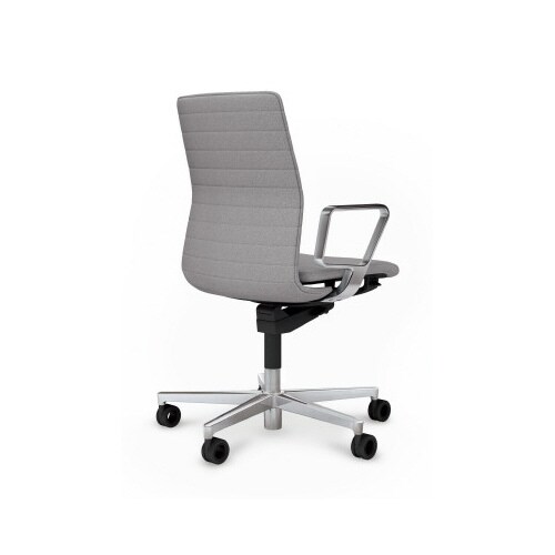 ファブレ 本体黒 ストライプ 銀脚 アルミ肘 灰