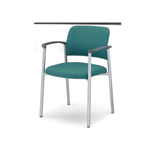 会議イス 100 肘付固定脚 布グリーン脚シルバー