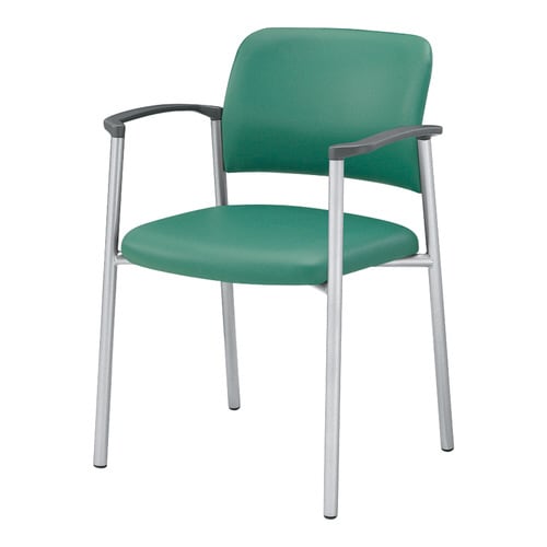 会議イス 100 肘付固定脚 グリーン脚シルバー