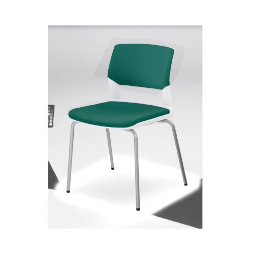 会議イス160 固定脚 緑 肘無
