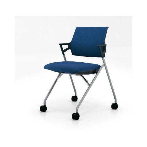 ピエガ 背クッション 黒シェル塗装脚 Pブルー