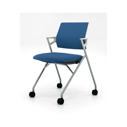 ピエガ 背クッション 白シェル塗装脚 ターコイズ