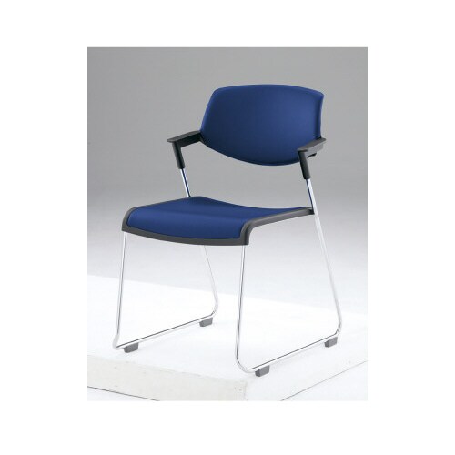 会議用イス サティオ 背カバー有 人工皮紺 本体黒